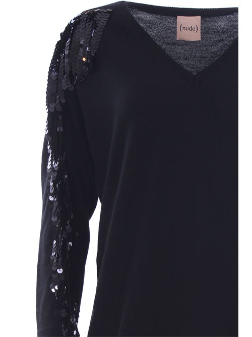 Wool dress with sequins NUDE | 110103809