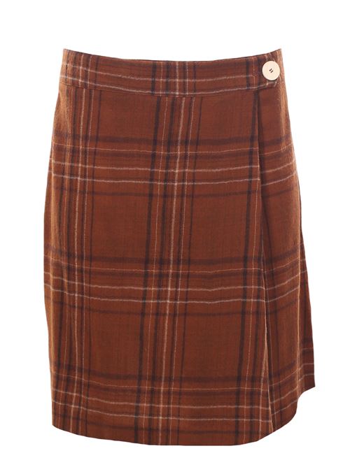 virgin wool checked skirt ALYSI | 152028A2223CHOCO