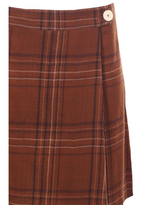 virgin wool checked skirt ALYSI | 152028A2223CHOCO