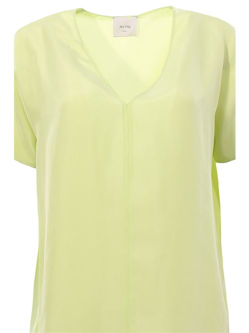 silk blouse v-neck ALYSI | 104209P4037PISTACCHIO