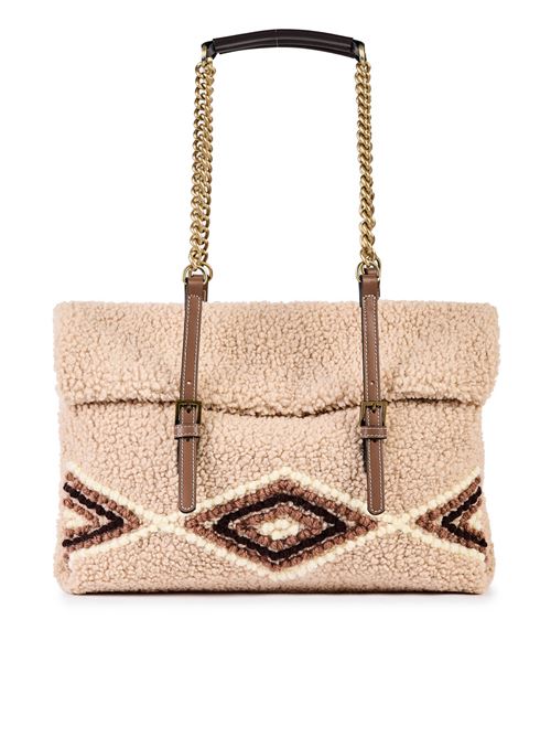 Shopping bag in embroidered eco sheepskin VIAMAILBAG | AMANDABEARNCU02