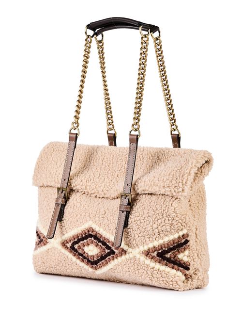 Shopping bag in embroidered eco sheepskin VIAMAILBAG | AMANDABEARNCU02