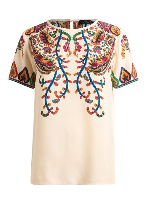 silk t-shirt with floreal print ETRO | WRJA0025AKG21X0800