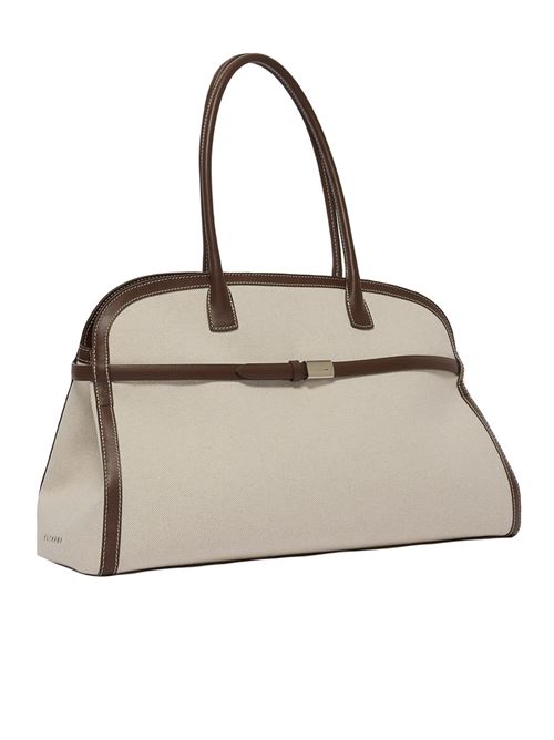 Aura savana XL canvas and leather shoulder bag with strap ORCIANI | B02219SAVANACOCOA