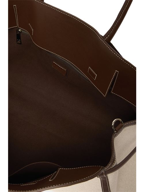 Aura savana XL canvas and leather shoulder bag with strap ORCIANI | B02219SAVANACOCOA