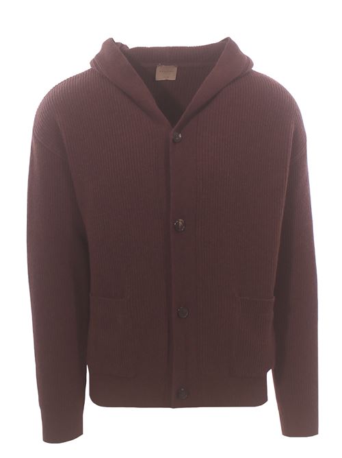 ribbed wool cardigan with hood BECOME | 54647808