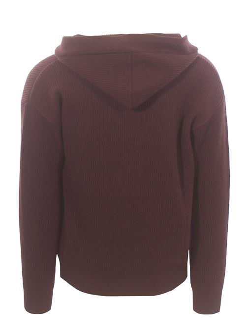 ribbed wool cardigan with hood BECOME | 54647808