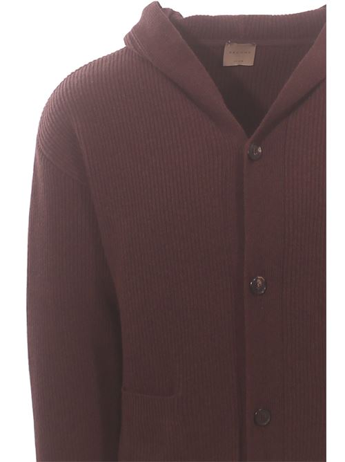ribbed wool cardigan with hood BECOME | 54647808