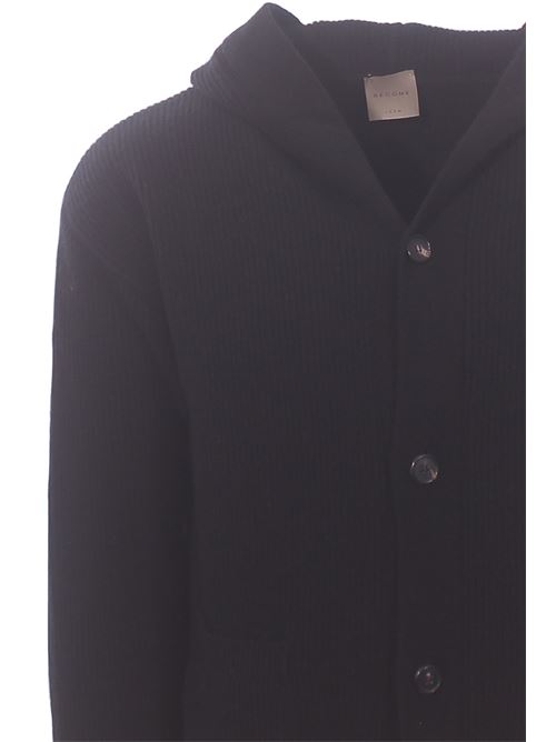 ribbed wool cardigan with hood BECOME | 54647809