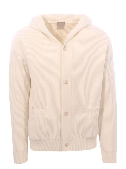 ribbed wool cardigan with hood BECOME | 54647811