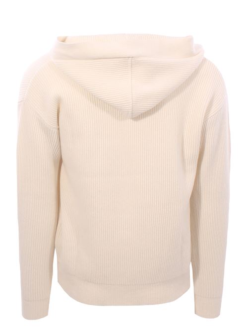 ribbed wool cardigan with hood BECOME | 54647811