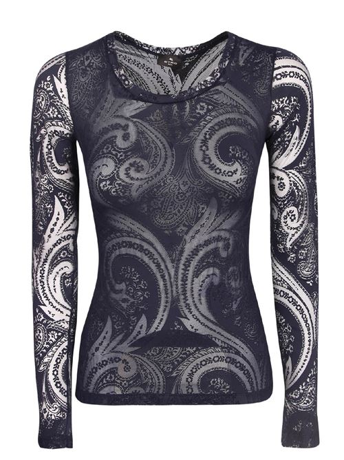 Jacquard velvet T-shirt with a paisley pattern ETRO | WRJB002699IAE12B0310
