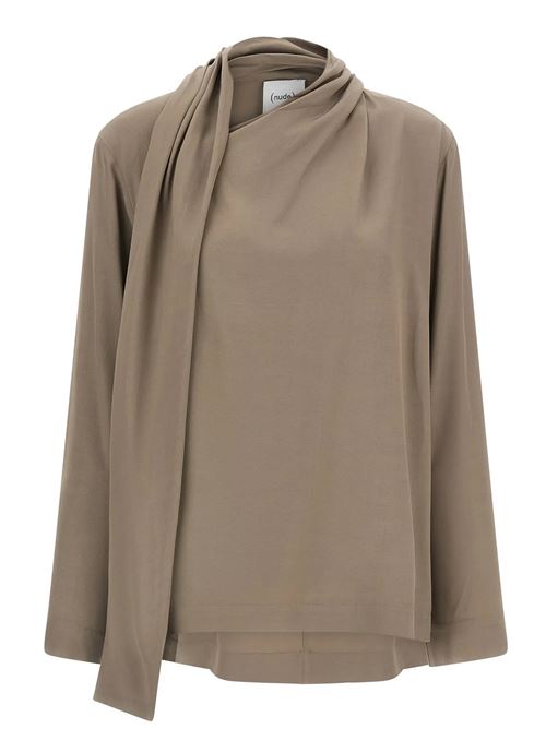 Viscose blouse with a scarf NUDE | 1103W2625040