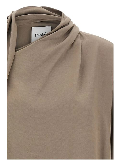 Viscose blouse with a scarf NUDE | 1103W2625040