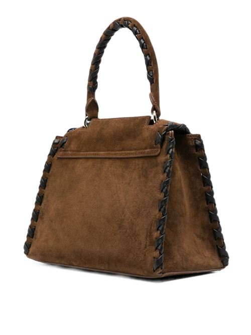 small sveva suede bag with leather detailing ORCIANI | B01999PEACHCROSSTABACCO