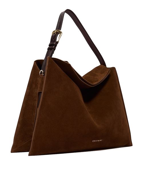 trinity peach oro large suede shoulder bag ORCIANI | B02232PEACHOROTABACCO