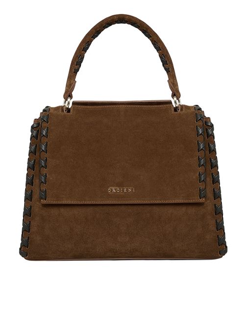 medium sveva suede bag ORCIANI | BT2006PEACHCROSSTABACCO
