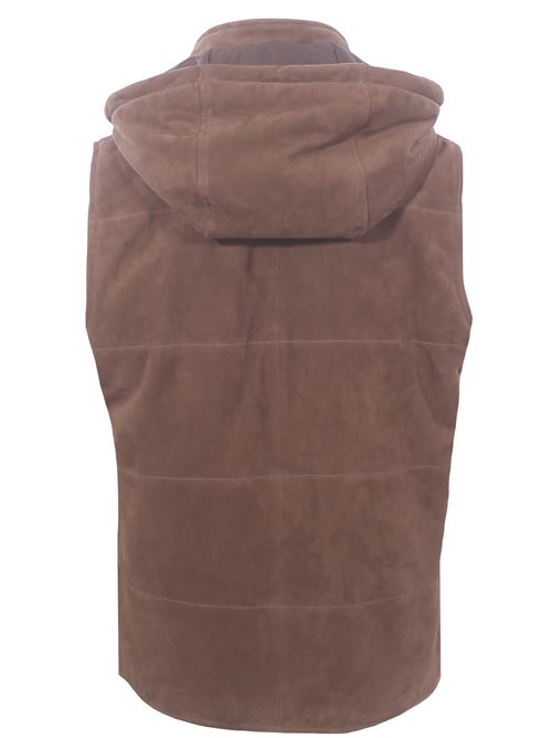 suede waistcoat with a hood RAFBO | 35C67-SUEDE6021