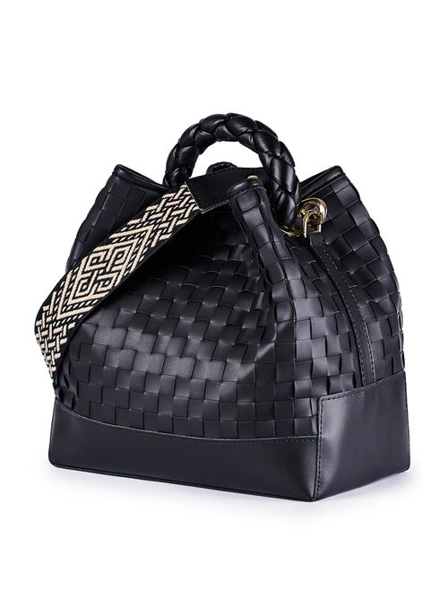 Woven bucket bag with faux leather details VIAMAILBAG | CORALPLOTN03