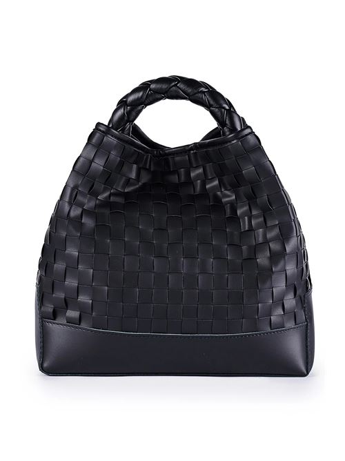 Woven bucket bag with faux leather details VIAMAILBAG | CORALPLOTN03