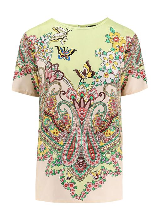 T-shirt in misto seta stampata ETRO | WRJA0025AK781X0806