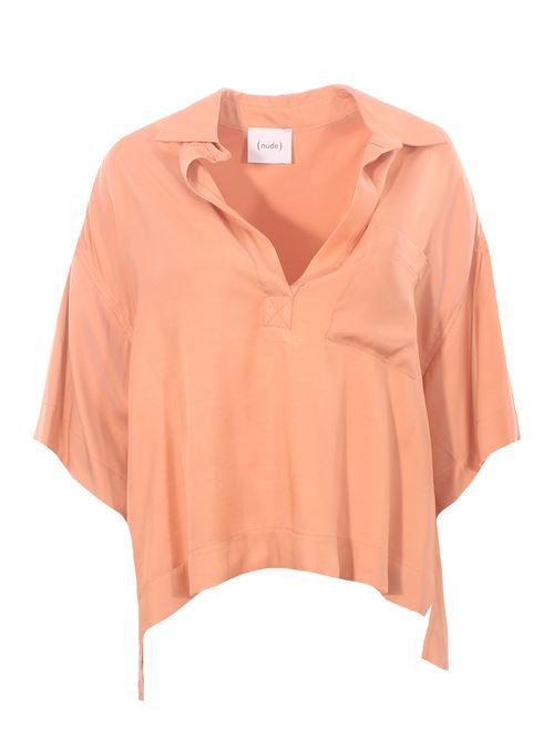 viscose polo blouse NUDE | 1103E2525119