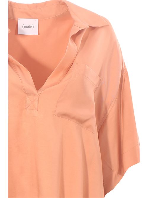viscose polo blouse NUDE | 1103E2525119
